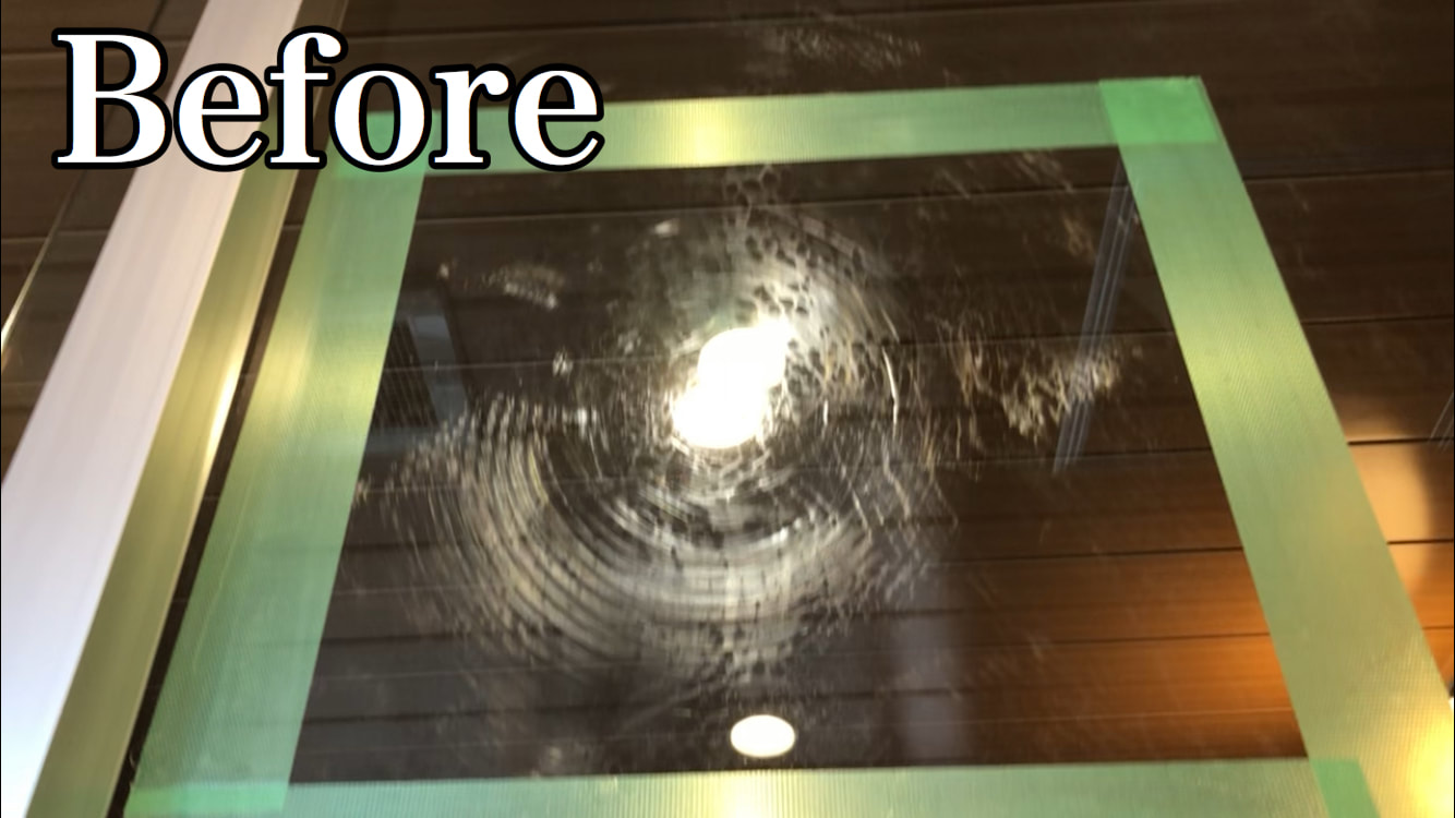 窓ガラスの傷と酸焼け（薬品焼け）を修復・再生
